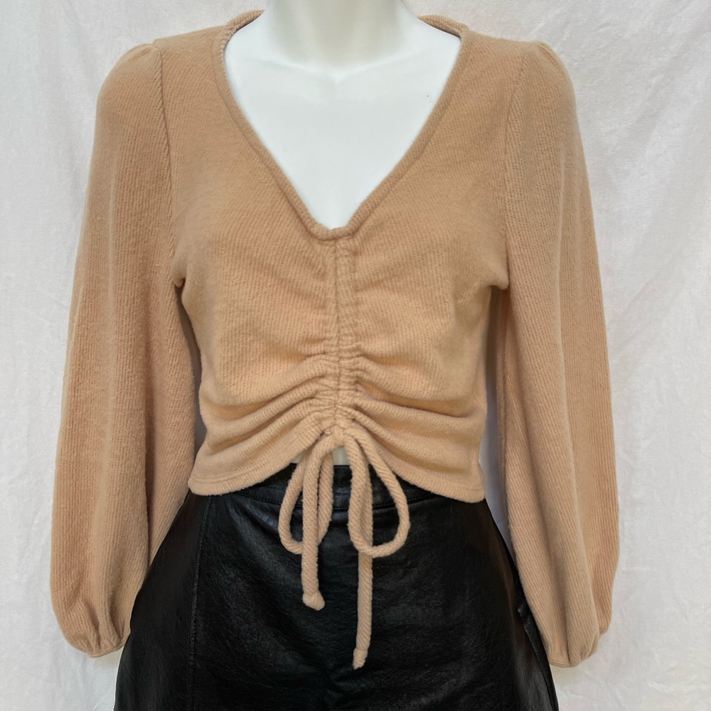 Camel Long Sleeve Crop Top